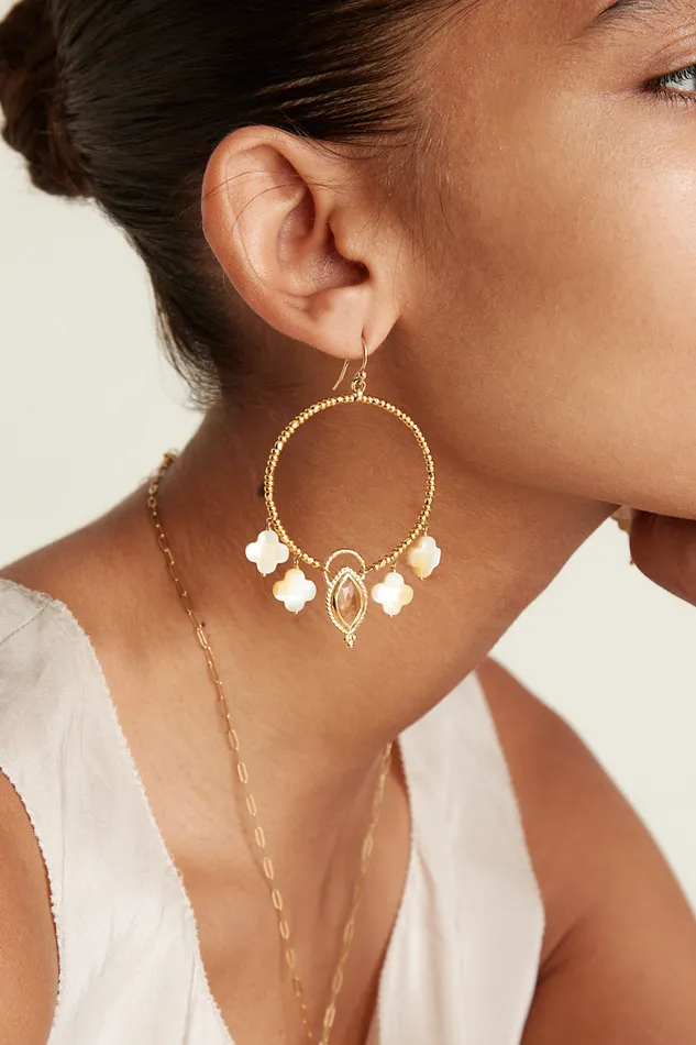 Chan Luu Earrings Clover Hoop Earrings Citrine Mix 8211 Women