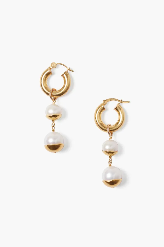 Chan Luu Earrings Gold Dipped Tiered Hoop Earrings White Pearl 8211 Women