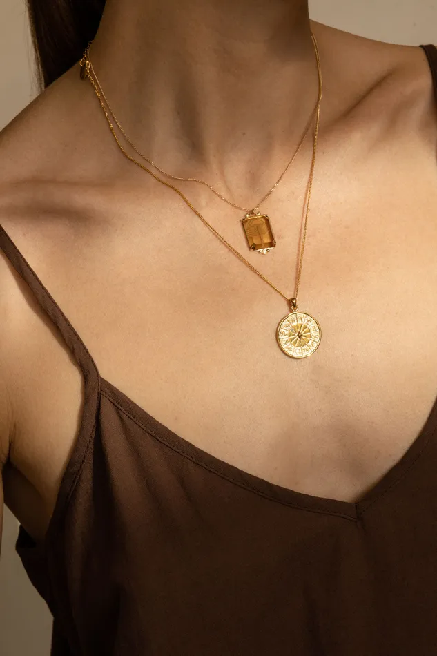 Chan Luu Necklaces Custom Diamond Zodiac Coin Necklace Yellow Gold 8211 Women