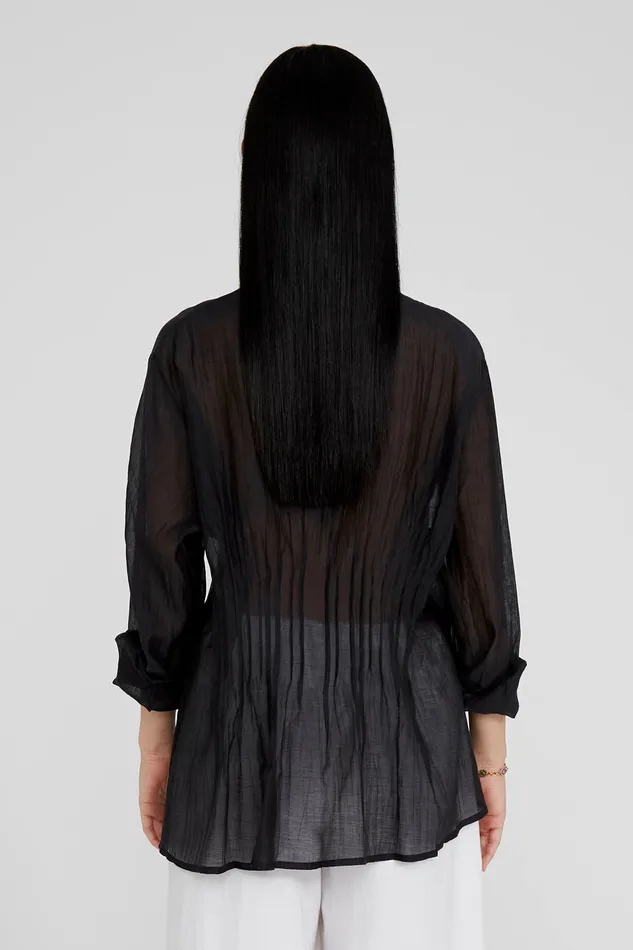 Chan Luu Tops Allison Pintucked Blouse Caviar 8211 Women