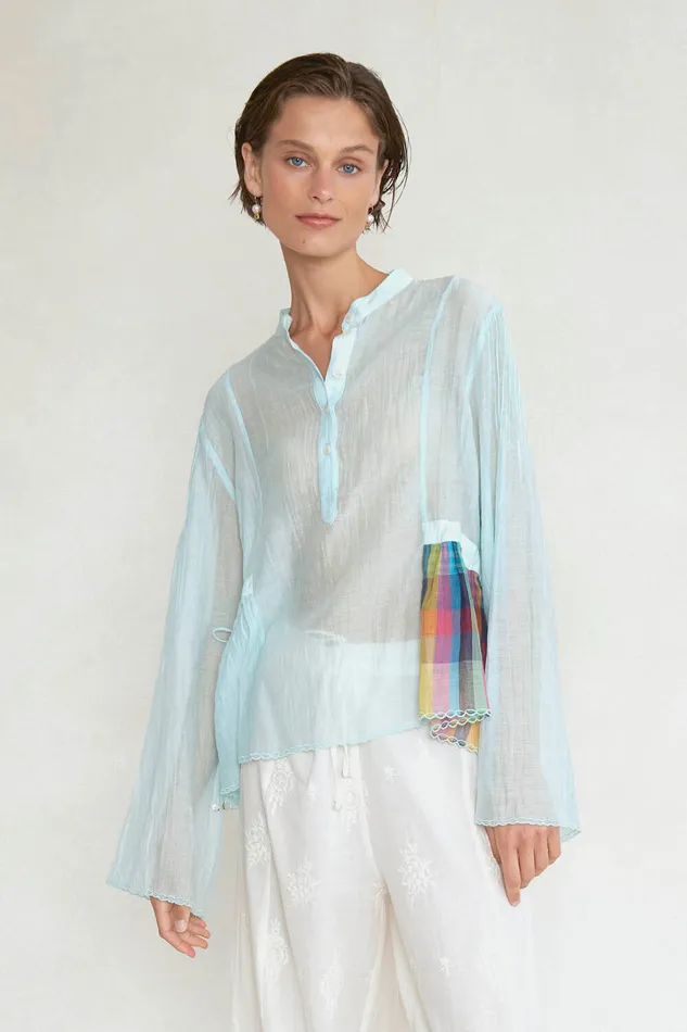 Chan Luu Tops Maisie Blouse Aqua 8211 Women
