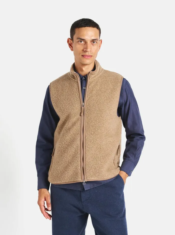 Climbing Gilet In Sand Teddy Fleece Men Universal Works Fleece