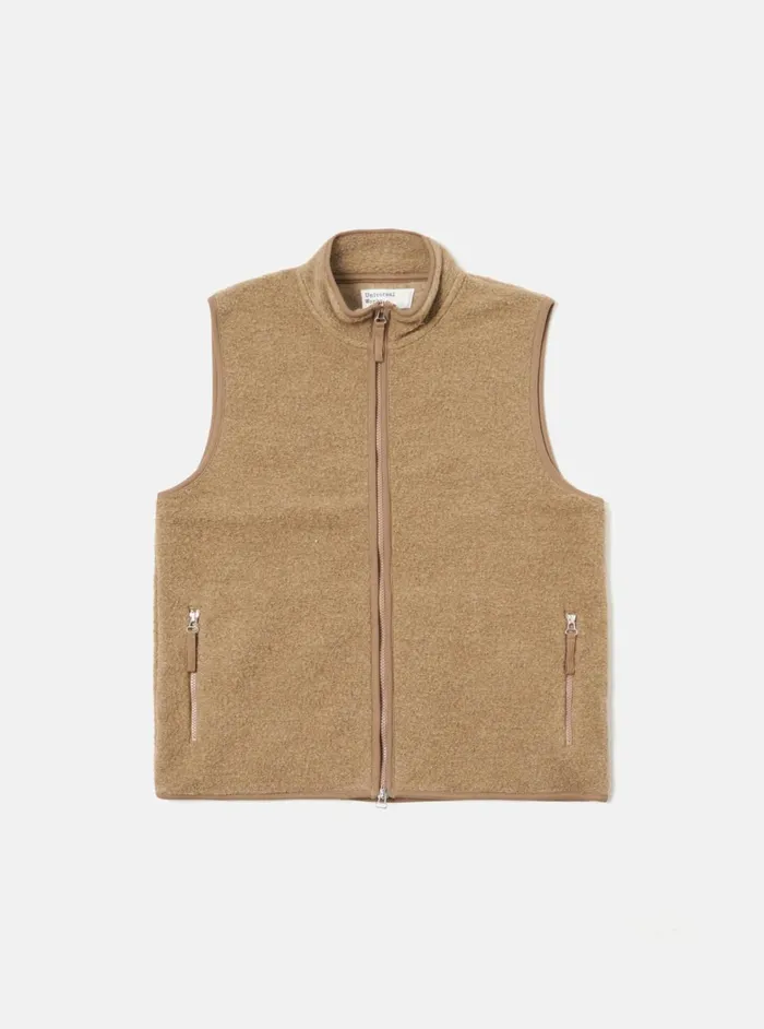 Climbing Gilet In Sand Teddy Fleece Men Universal Works Fleece
