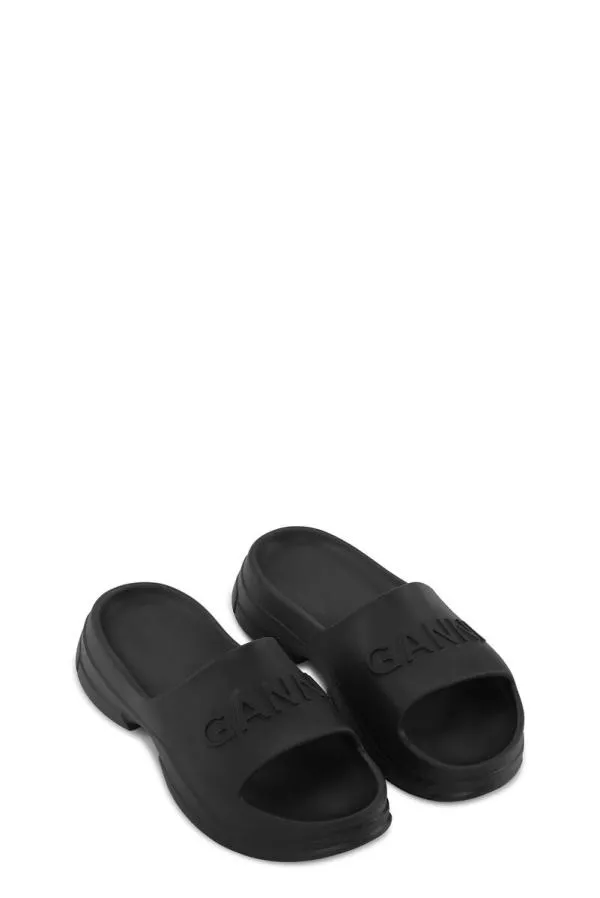 ClothingAccessoriesShoes GANNI Flats Black Pool Slide Sandals Black ClothingAccessoriesShoes GANNI Flats Black Pool Slide Sandals Black