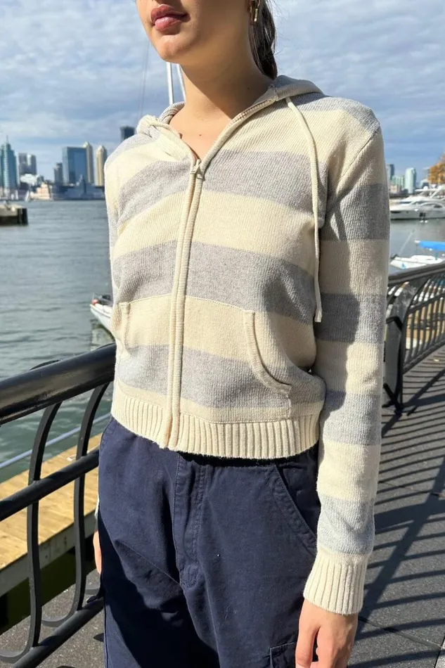 Clothing Alana Wool Stripe ZipUp Sweater Brandy Melville SWEATERS