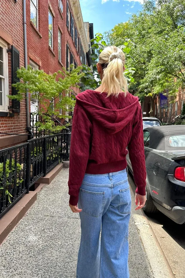 Clothing Ayla Cable Knit Hoodie Brandy Melville SWEATERS