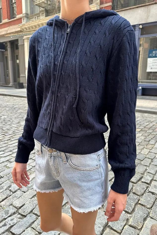 Clothing Ayla Cable Knit Hoodie Brandy Melville SWEATERS