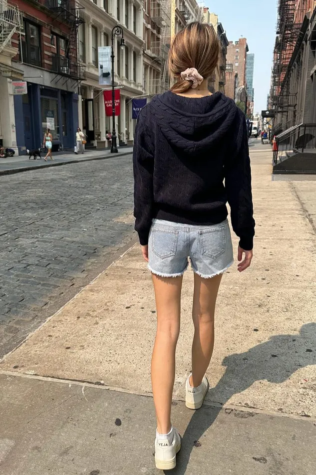 Clothing Ayla Cable Knit Hoodie Brandy Melville SWEATERS