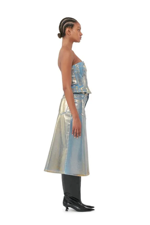 Clothing GANNI CoOrds Gold Denim Top Gold Clothing GANNI CoOrds Gold Denim Top Gold