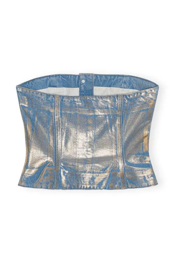 Clothing GANNI CoOrds Gold Denim Top Gold Clothing GANNI CoOrds Gold Denim Top Gold