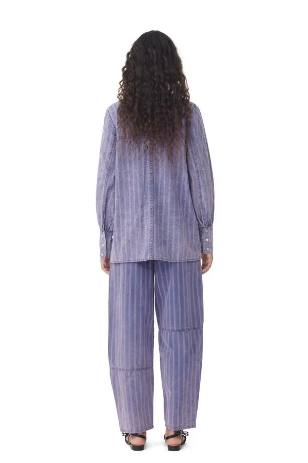 Clothing GANNI CoOrds Purple Striped Denim Shirt Mid Blue Stone