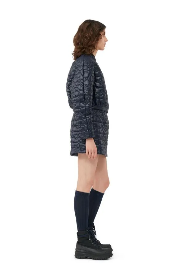Clothing GANNI CoOrds Shiny Quilt Curved Sleeve Jacket Sky Captain Clothing GANNI CoOrds Shiny Quilt Curved Sleeve Jacket Sky Captain