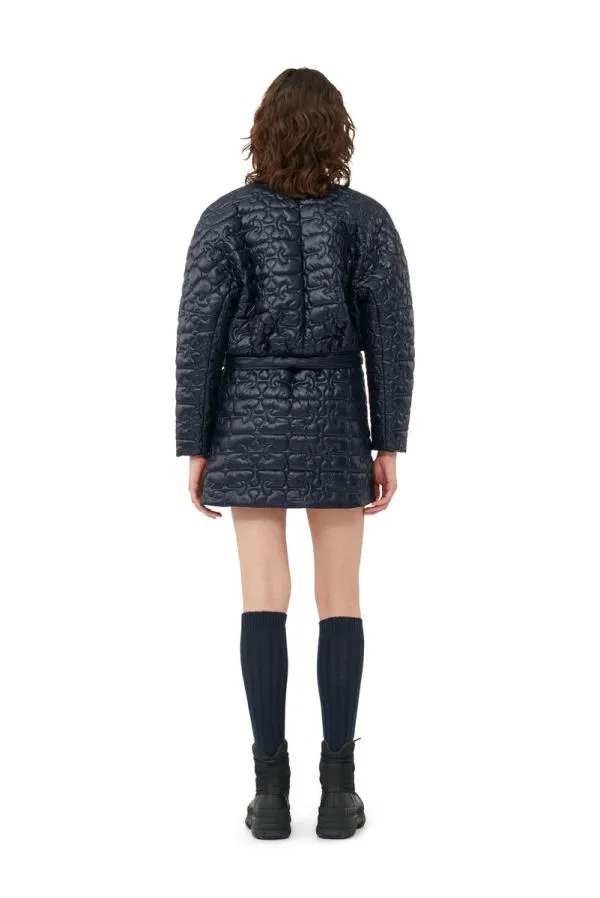 Clothing GANNI CoOrds Shiny Quilt Curved Sleeve Jacket Sky Captain Clothing GANNI CoOrds Shiny Quilt Curved Sleeve Jacket Sky Captain