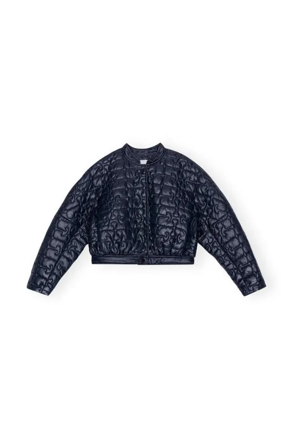 Clothing GANNI CoOrds Shiny Quilt Curved Sleeve Jacket Sky Captain Clothing GANNI CoOrds Shiny Quilt Curved Sleeve Jacket Sky Captain