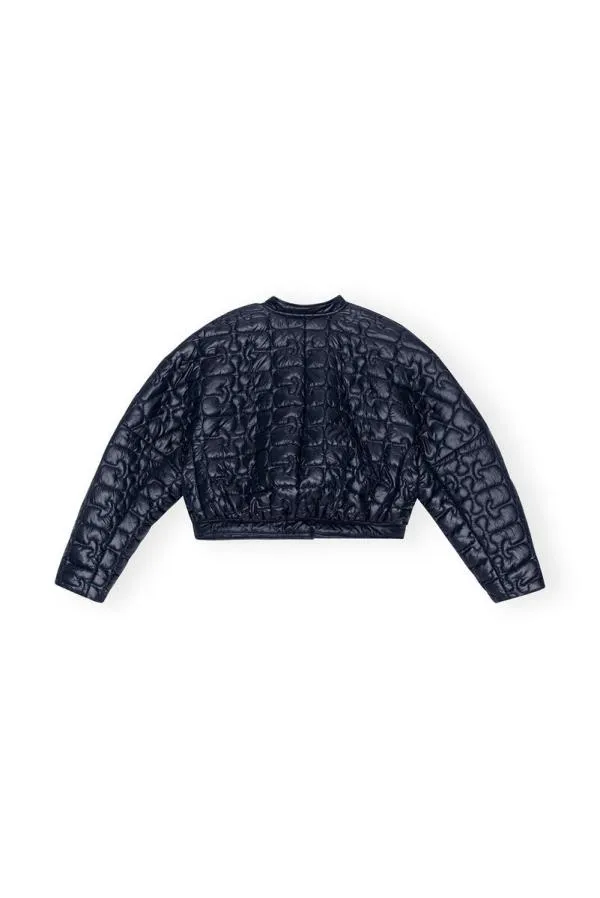 Clothing GANNI CoOrds Shiny Quilt Curved Sleeve Jacket Sky Captain Clothing GANNI CoOrds Shiny Quilt Curved Sleeve Jacket Sky Captain