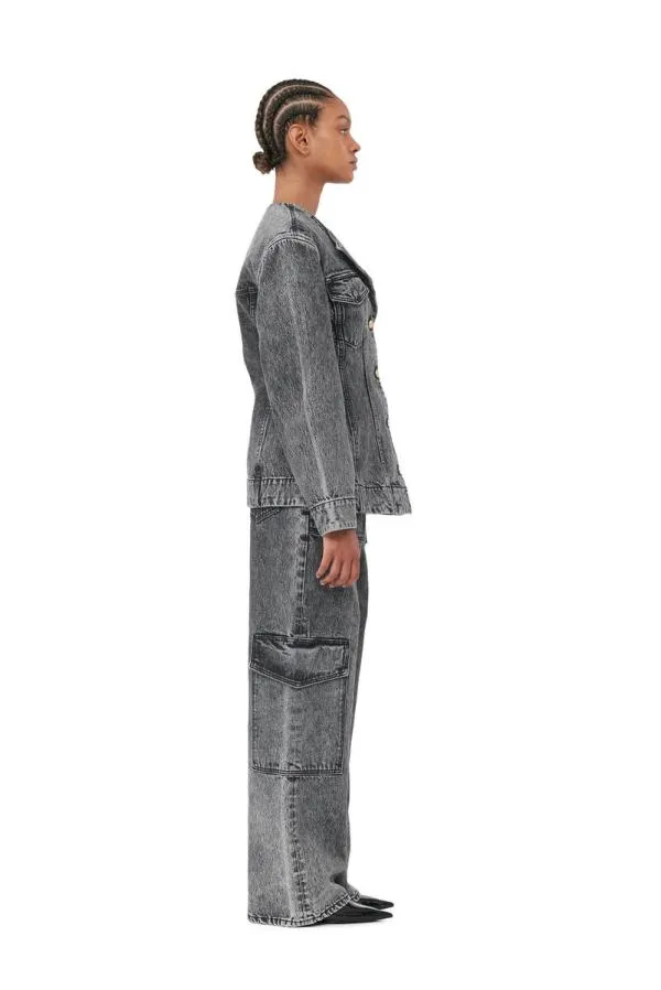 Clothing GANNI CoOrds Snow Washed Denim Fitted Blazer Black Washed Clothing GANNI CoOrds Snow Washed Denim Fitted Blazer Black Washed