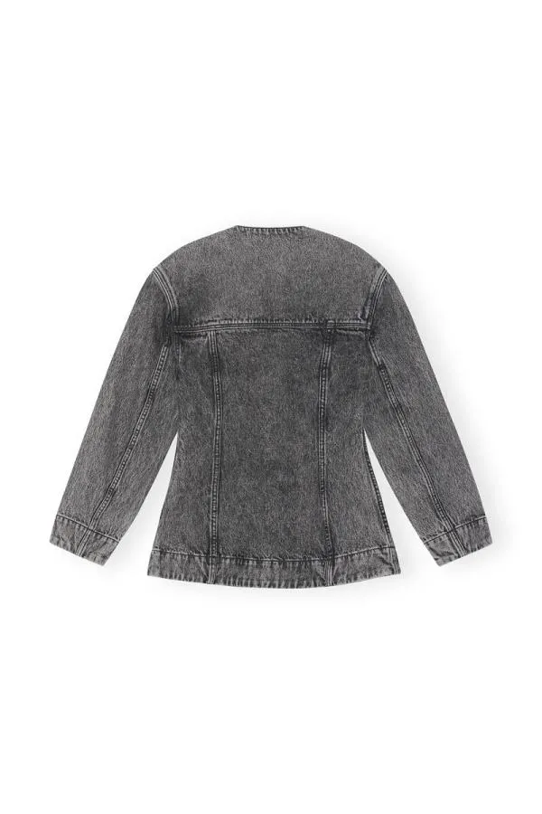 Clothing GANNI CoOrds Snow Washed Denim Fitted Blazer Black Washed Clothing GANNI CoOrds Snow Washed Denim Fitted Blazer Black Washed
