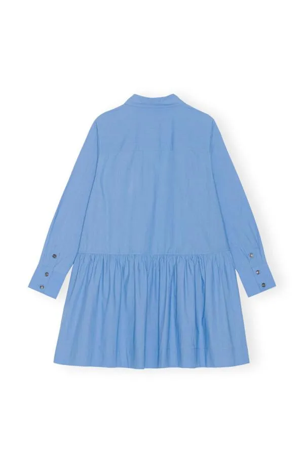 Clothing GANNI Dresses Blue Cotton Poplin Mini Shirt Dress Silver Lake Blue Clothing GANNI Dresses Blue Cotton Poplin Mini Shirt Dress Silver Lake Blue