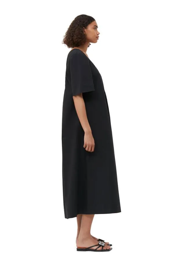 Clothing GANNI Dresses Cotton Poplin Openneck Maxi Dress Black