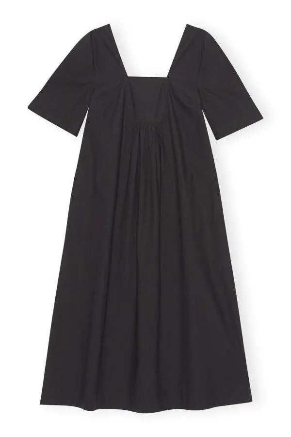 Clothing GANNI Dresses Cotton Poplin Openneck Maxi Dress Black