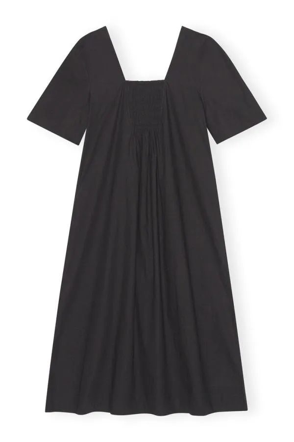 Clothing GANNI Dresses Cotton Poplin Openneck Maxi Dress Black