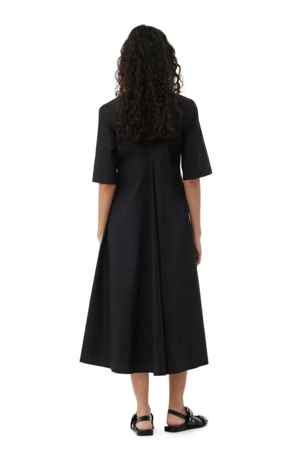 Clothing GANNI Dresses Exclusive Black Cotton Poplin Maxi Dress Black