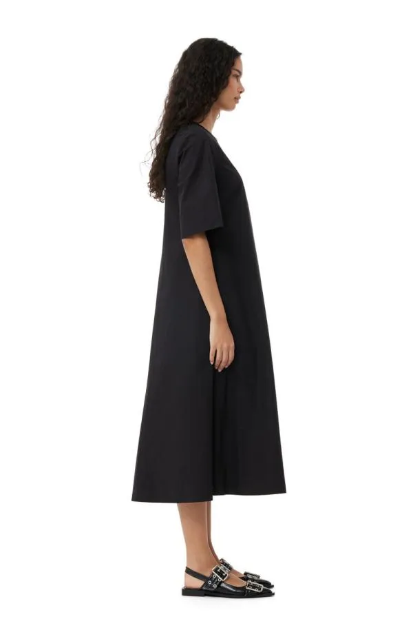 Clothing GANNI Dresses Exclusive Black Cotton Poplin Maxi Dress Black