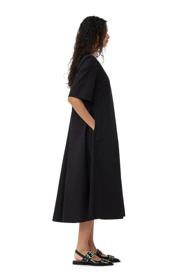 Clothing GANNI Dresses Exclusive Black Cotton Poplin Maxi Dress Black
