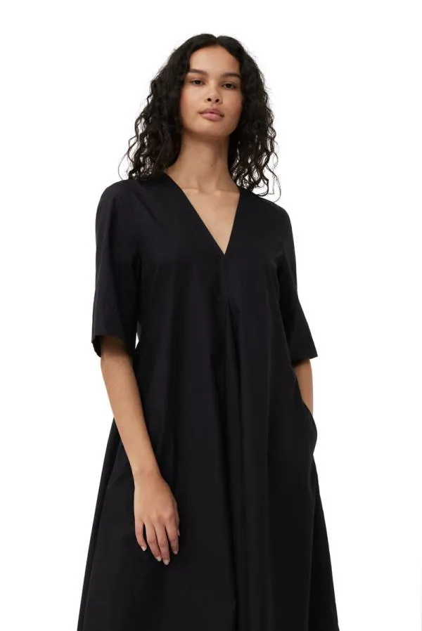 Clothing GANNI Dresses Exclusive Black Cotton Poplin Maxi Dress Black