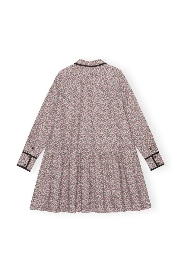 Clothing GANNI Dresses Printed Cotton Mini Shirt Dress Frost Gray Clothing GANNI Dresses Printed Cotton Mini Shirt Dress Frost Gray