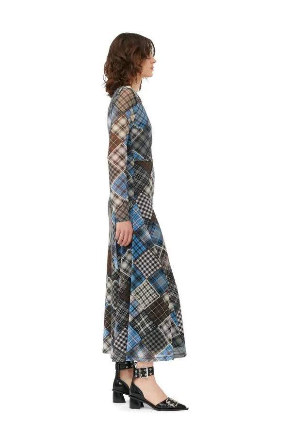 Clothing GANNI Dresses Printed Mesh Wrap Maxi Dress Silver Lake Blue Clothing GANNI Dresses Printed Mesh Wrap Maxi Dress Silver Lake Blue