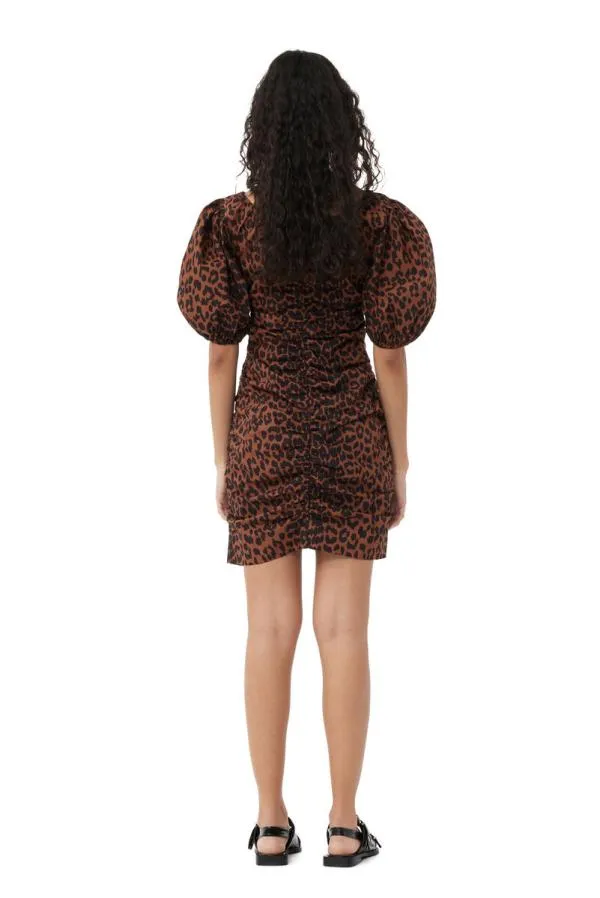 Clothing GANNI Dresses Printed Uneck Mini Dress Toffee