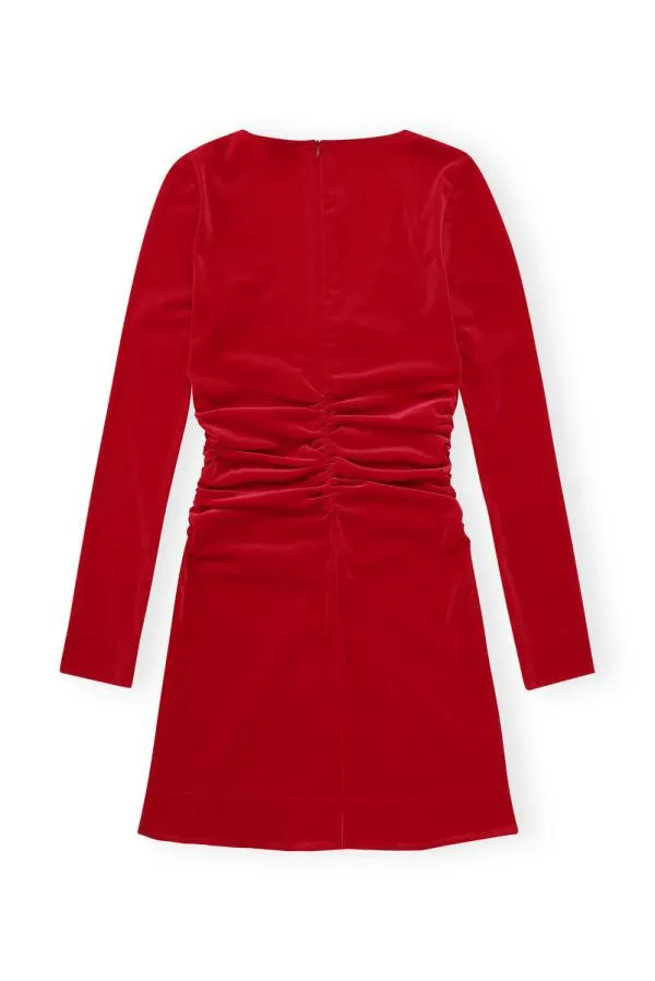 Clothing GANNI Dresses Red Velvet Jersey Mini Dress Savvy Red