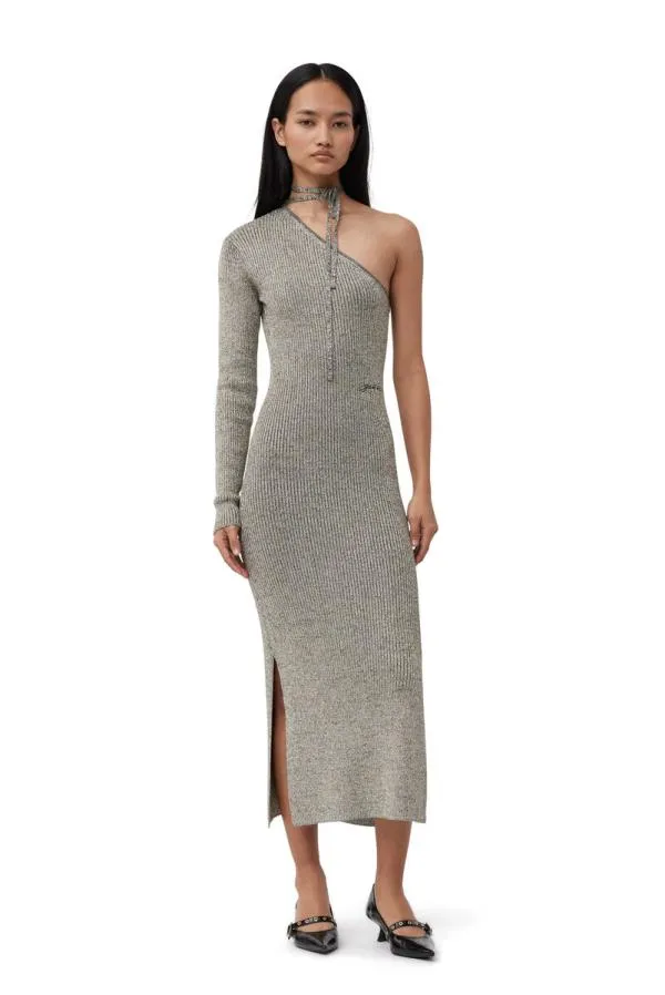 Clothing GANNI Dresses Sparkle Onesleeve Dress Silver