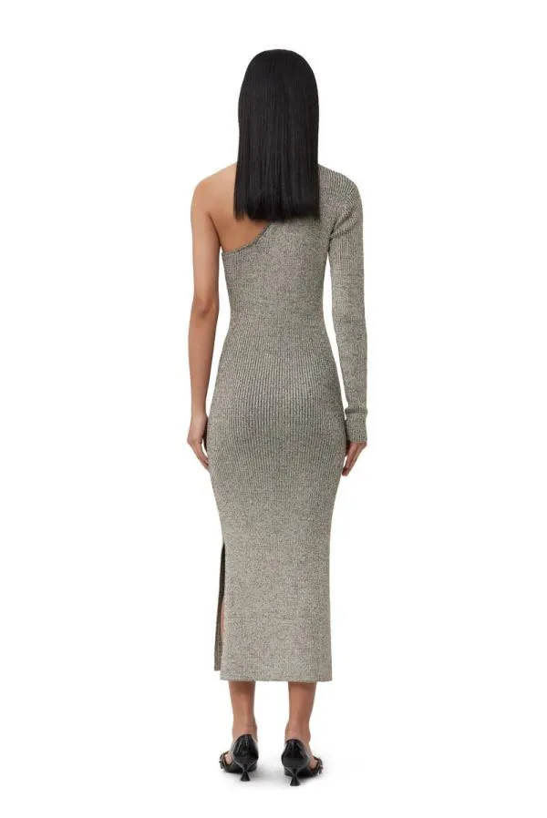 Clothing GANNI Dresses Sparkle Onesleeve Dress Silver Clothing GANNI Dresses Sparkle Onesleeve Dress Silver