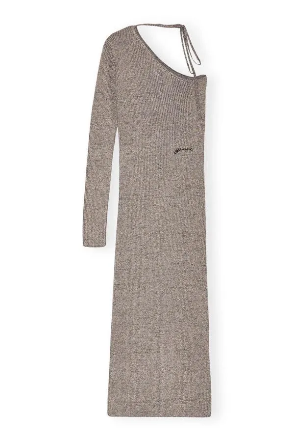 Clothing GANNI Dresses Sparkle Onesleeve Dress Silver Clothing GANNI Dresses Sparkle Onesleeve Dress Silver