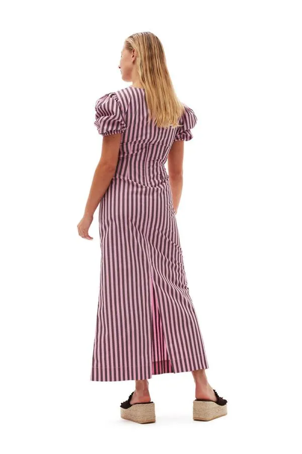 Clothing GANNI Dresses Striped Cotton Cutout Dress Bonbon Clothing GANNI Dresses Striped Cotton Cutout Dress Bonbon