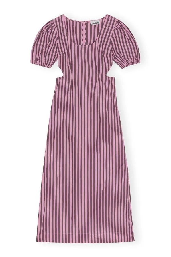 Clothing GANNI Dresses Striped Cotton Cutout Dress Bonbon Clothing GANNI Dresses Striped Cotton Cutout Dress Bonbon