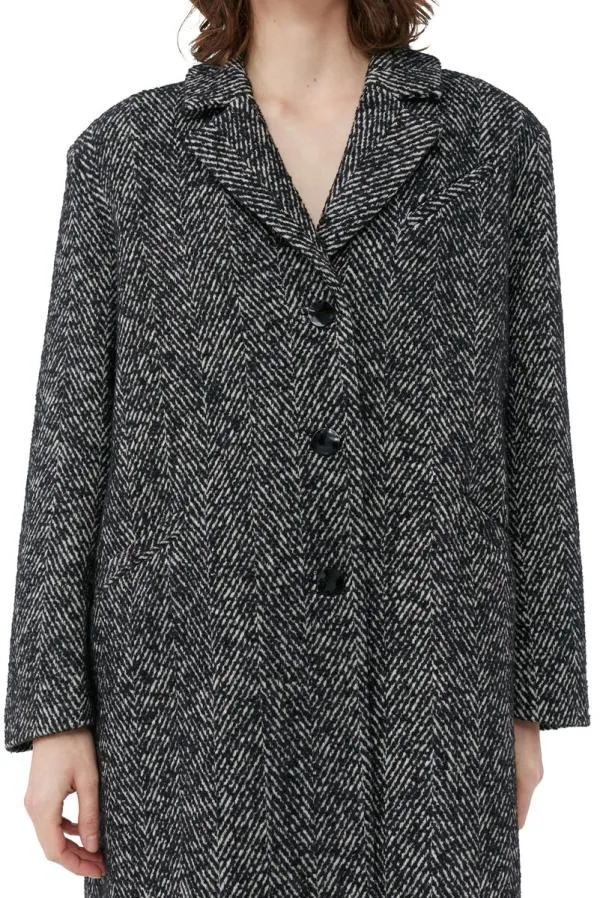 Clothing GANNI Extended Sizes Herringbone Wool Belt Coat Black Clothing GANNI Extended Sizes Herringbone Wool Belt Coat Black