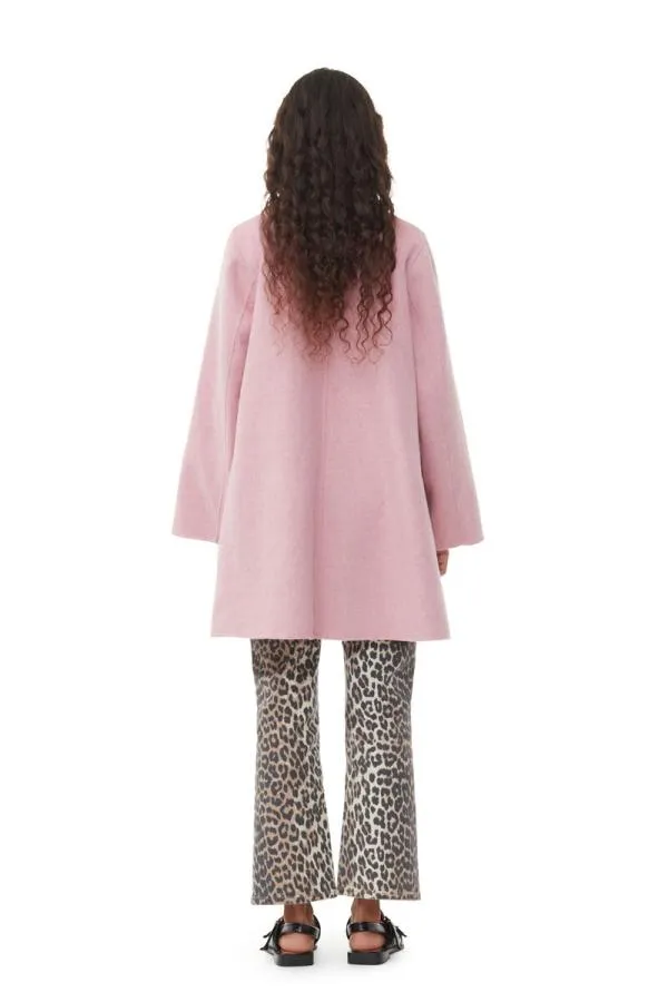 Clothing GANNI Extended Sizes Pink Wool Midi Jacket Orchid Smoke Clothing GANNI Extended Sizes Pink Wool Midi Jacket Orchid Smoke