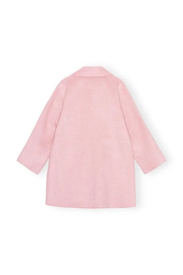 Clothing GANNI Extended Sizes Pink Wool Midi Jacket Orchid Smoke Clothing GANNI Extended Sizes Pink Wool Midi Jacket Orchid Smoke