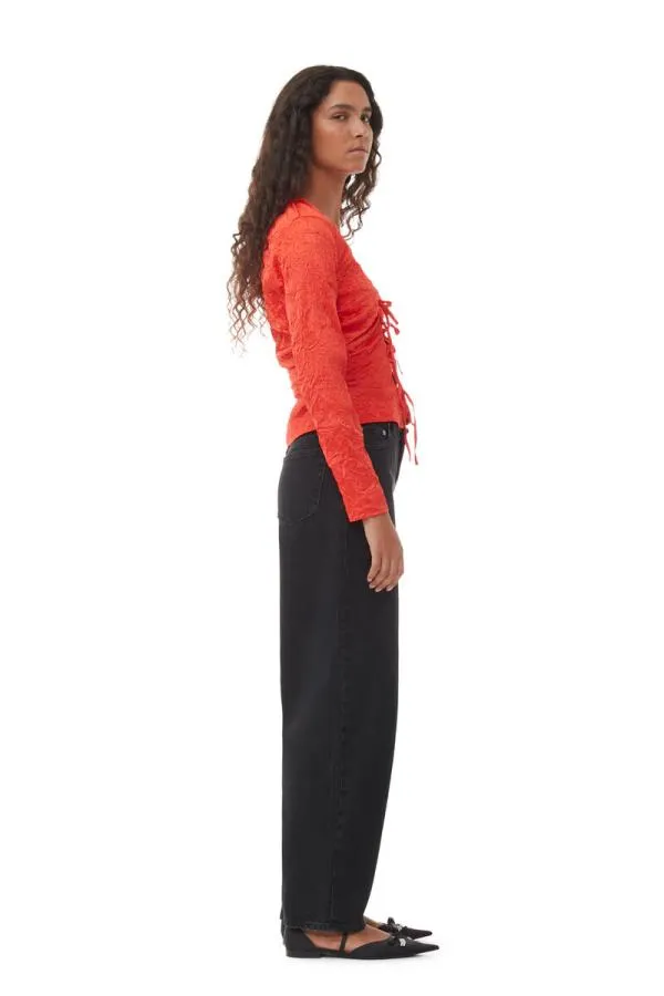 Clothing GANNI Extended Sizes Red Crinkled Satin Vneck Shirt Grenadine Clothing GANNI Extended Sizes Red Crinkled Satin Vneck Shirt Grenadine