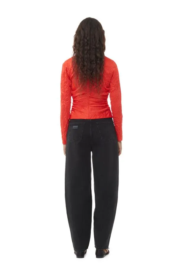 Clothing GANNI Extended Sizes Red Crinkled Satin Vneck Shirt Grenadine Clothing GANNI Extended Sizes Red Crinkled Satin Vneck Shirt Grenadine
