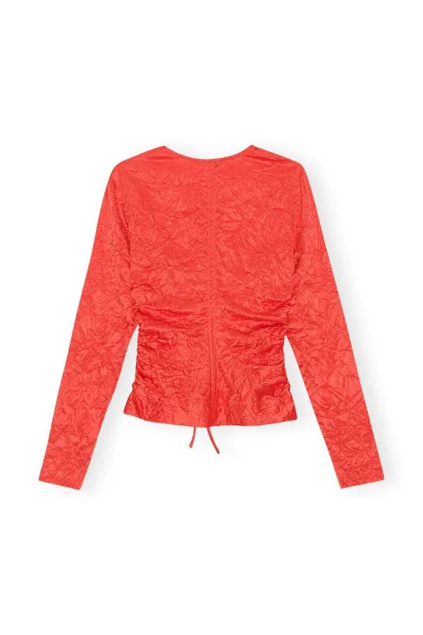Clothing GANNI Extended Sizes Red Crinkled Satin Vneck Shirt Grenadine Clothing GANNI Extended Sizes Red Crinkled Satin Vneck Shirt Grenadine