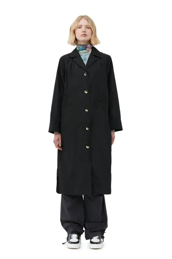 Clothing GANNI Extended Sizes Summer Tech Coat Black