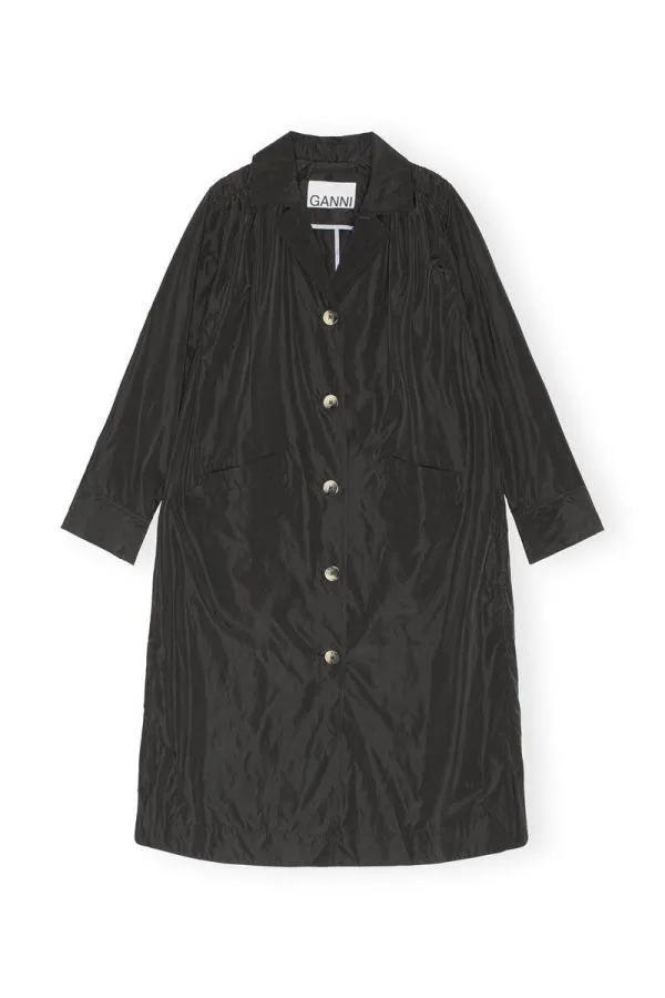 Clothing GANNI Extended Sizes Summer Tech Coat Black