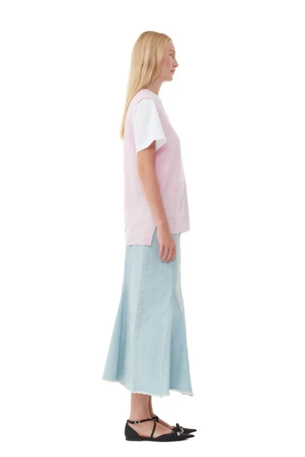 Clothing GANNI Knitwear Cashmere Mix Button Vest Pink Tulle Clothing GANNI Knitwear Cashmere Mix Button Vest Pink Tulle