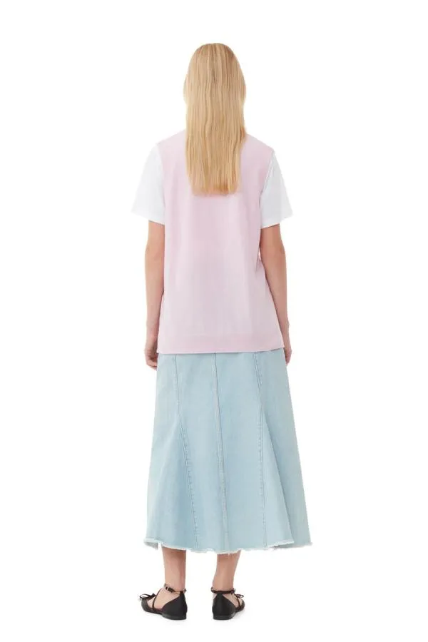 Clothing GANNI Knitwear Cashmere Mix Button Vest Pink Tulle Clothing GANNI Knitwear Cashmere Mix Button Vest Pink Tulle