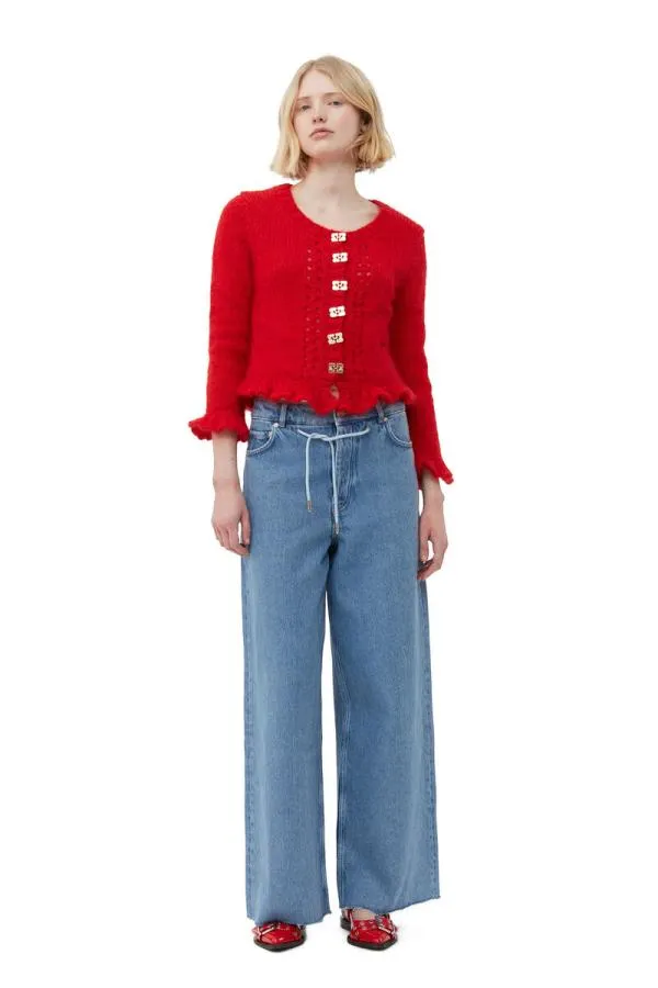 Clothing GANNI Knitwear Red Mohair Cardigan Racing Red
