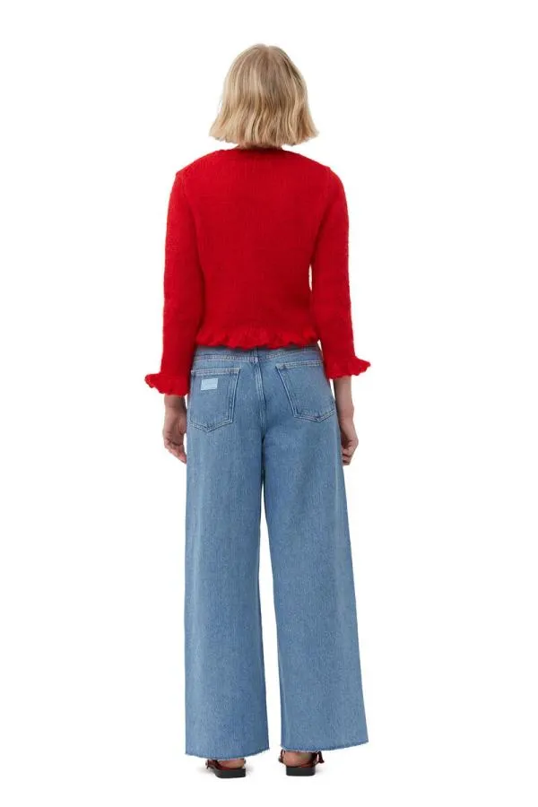 Clothing GANNI Knitwear Red Mohair Cardigan Racing Red Clothing GANNI Knitwear Red Mohair Cardigan Racing Red